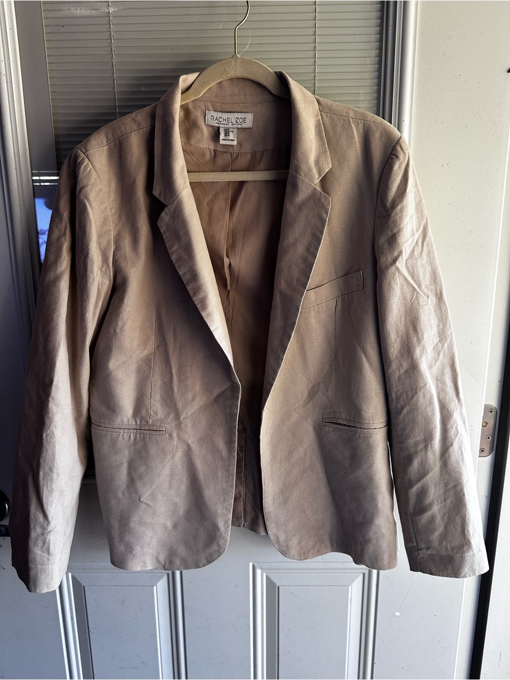 Rachel Zoe Beige Taupe Notched-Lapel Blazer